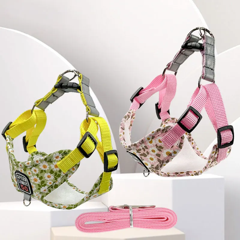 

Pet dog harness nylon pull-free reflective dog chest strap breathable adjustable pet collar for small dogs and cats
