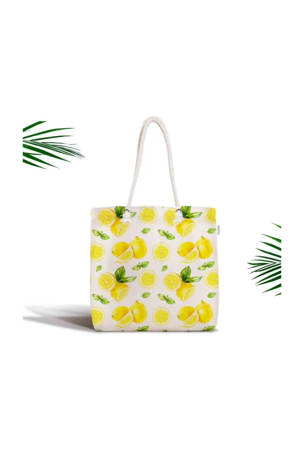 

Женская пляжная сумка с цифровой печатью, ткань на молнии с узором из лимонов на белом фоне, сумка-тоут, летние сумки для покупок