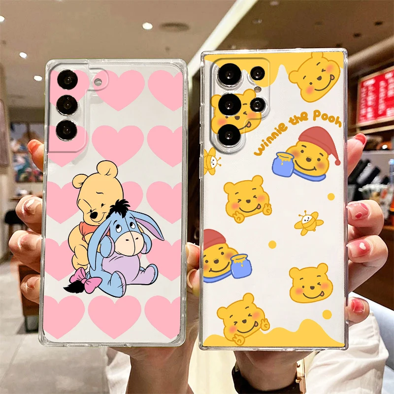 

Disney Mickey&Minnie Transparent Phone Case For Samsung S23 S22 S21 S20 FE Ultra Pro Lite S10 S10E S9 S8 Plus 5G