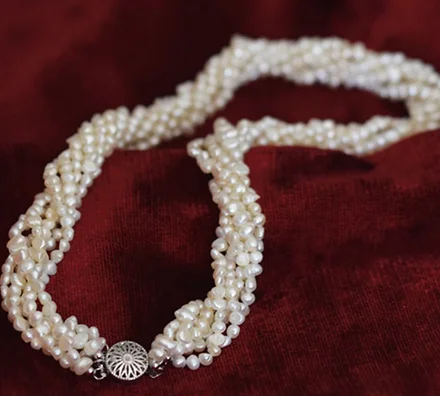 

6rows freshwater pearl white baroque 4-5mm necklace 18inch