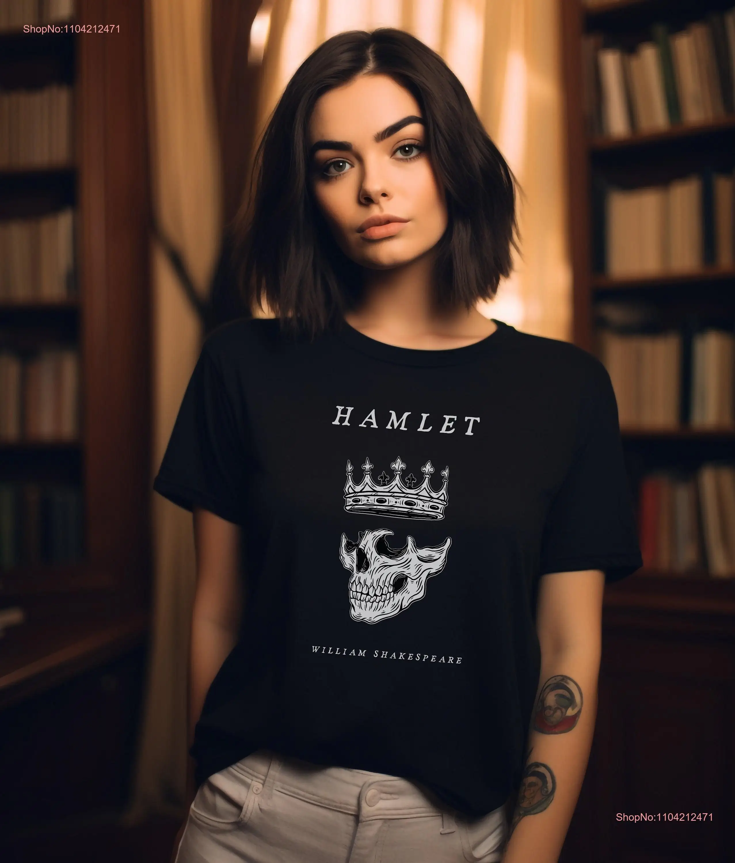 Фото Футболка Shakespeare PoeT Dark Academia Bookish Cottagecore s Librarian Booki с длинными или короткими рукавами №1