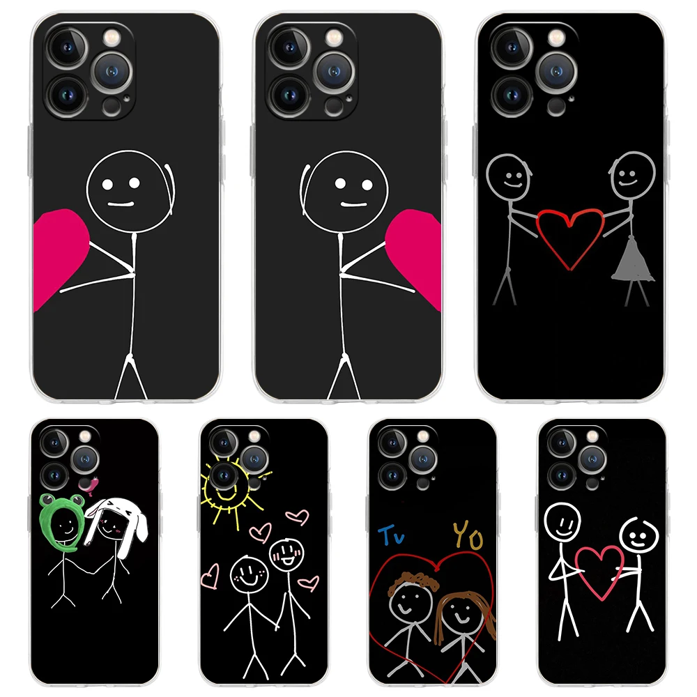

Matchman Love You Case for iPhone 14 13 12 Pro Max Cover Transparent Soft for iPhone 11 Pro Max 7 8 Plus X XS XR SE2020 Shell