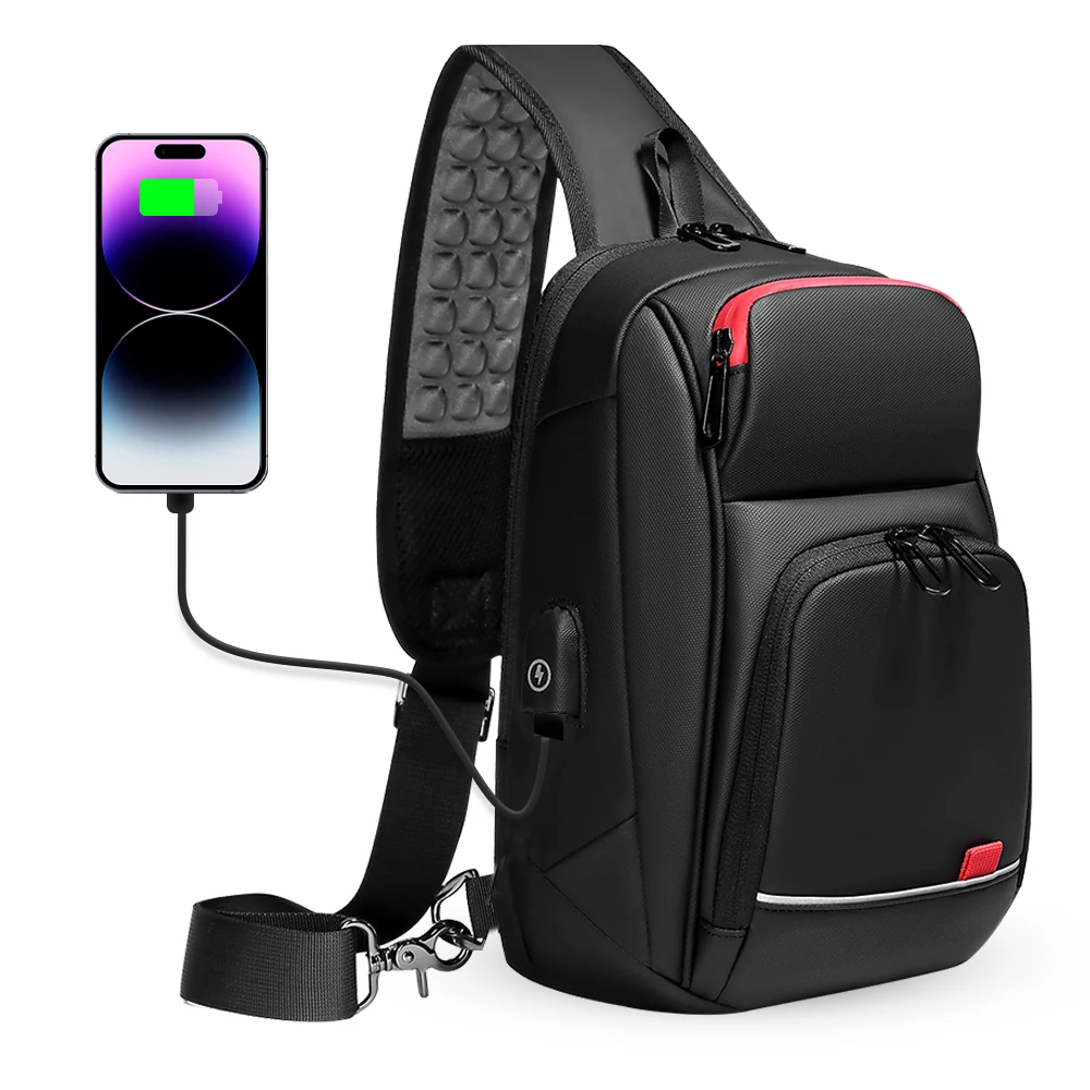 

New Versatile and stylish Waterproof 9.7" iPad Crossbody Shoulder Bag for Men Short Trip USB Charging Messenger Sling Chest Pack