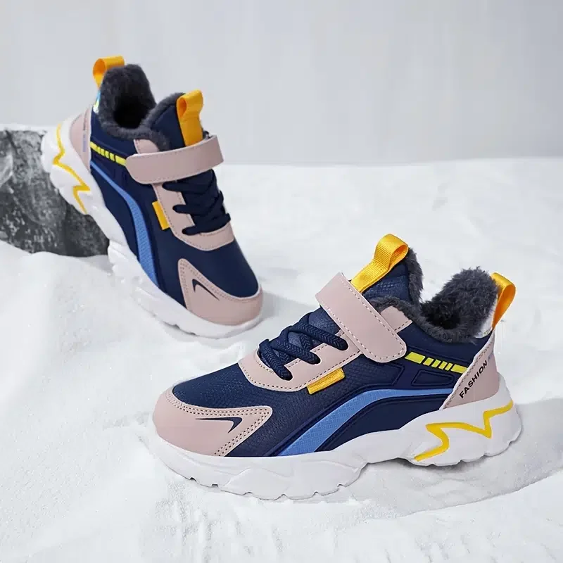 Children's Anti-skid Warm Running Shoes Soft Soled Fleece Thick Shoes Sneakers Winter New