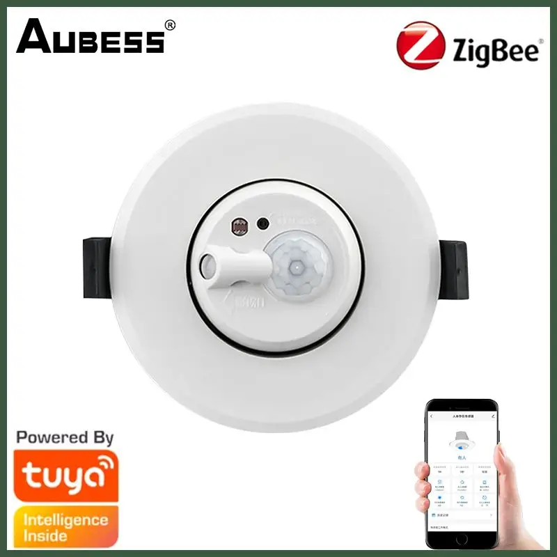

Aubess Zigbee Tuya Mini Smart Ceiling-mounted Human Motion Movement Body Sensor Smart Life Home Security Connection Light