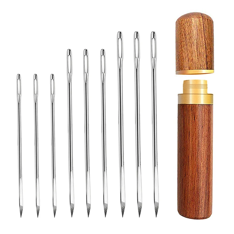 

Leather Crafts Sewing Needle,Round Head Blunt Pint,Pointed Prism Sharp Tool for Embroidery Stitching Gold Tail Big Eye Needles