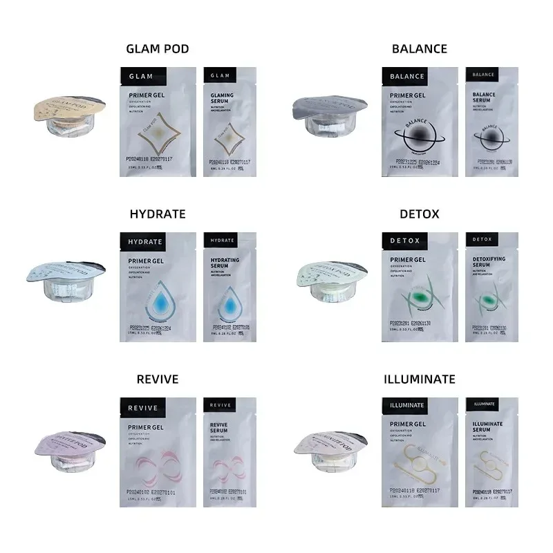 Hydrate Glam Revive Detox Illuminate Kit Pods Serum Facial SPA For Bubble Beauty Machine Кислород для лица Aqua CO2 Gels