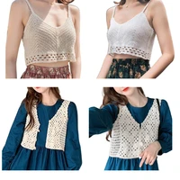 sexy women skinny backless crochet short tank tops hollow knit vest sling comfortable sleeveless camis crop tops casual camisole