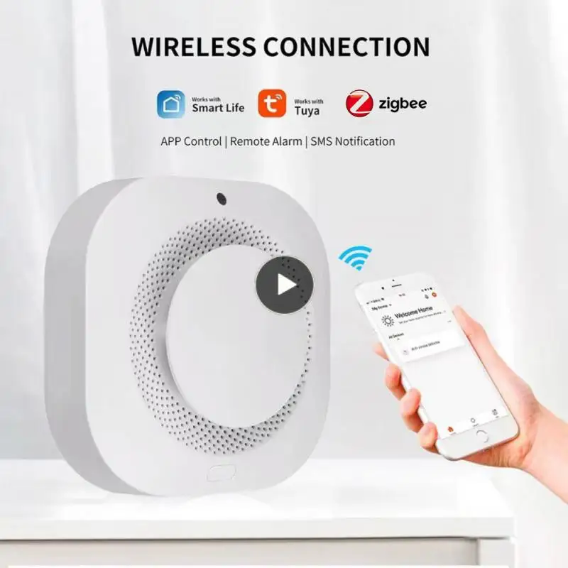 

Alarm Sensor 9v App Control Smart Fire Alarm Wireless Family Security Smoke Detector Work With Tuya Zigbee Hub Smoke Sensor