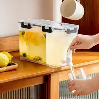Cold Water Kettle With Faucet Compartment Fruit Container Bottle Jug Lemonade Teapot Kitchen Refrigerator Party Icy Drink Bucket