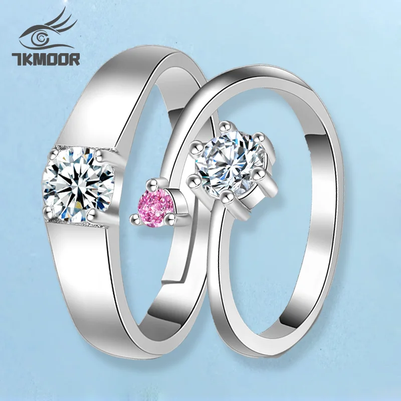 

For Women's Rings 2022 Silver color AAA Zircon 3 Carat Pink Color Cubic Zirconia Adjustable Female Ring Jewelry Gift
