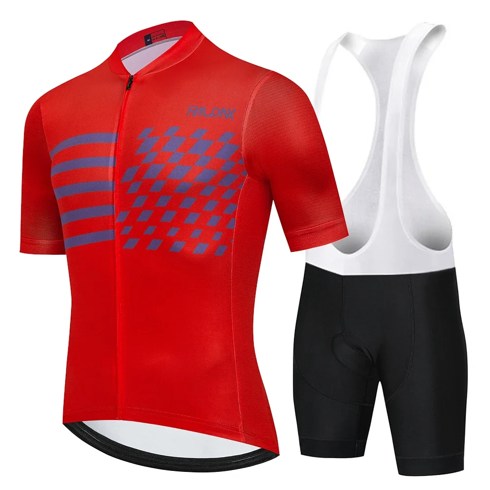 Летние комплекты из трикотажа Raudax с короткими рукавами Ropa Ciclismo Hombre белая одежда