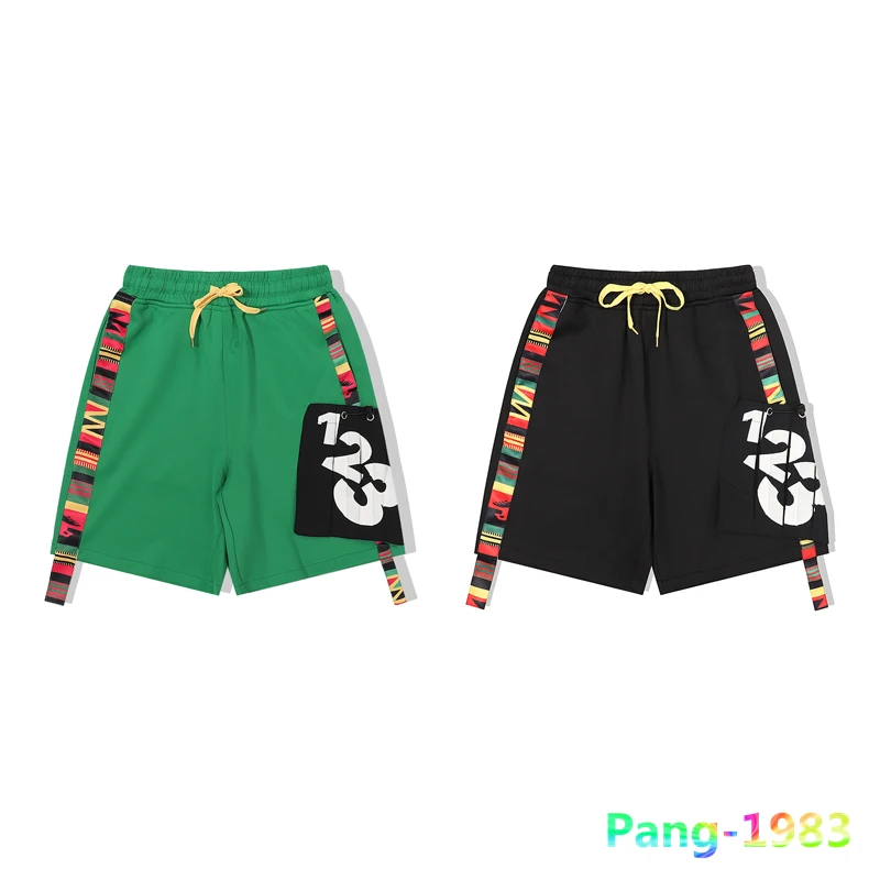 

2022ss RRR123 Shorts Men Women High Quality Tooling Pocket Sports Shorts Color Streamer Digital 123 Printed Casual Beach Shorts
