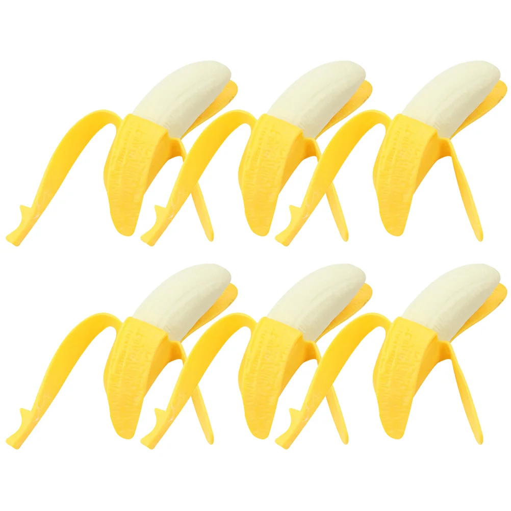 

6pcs Banana Toy Banana Toys Peeled Bananas Photo Props Decompression Toy Fruit Squeeze Toys