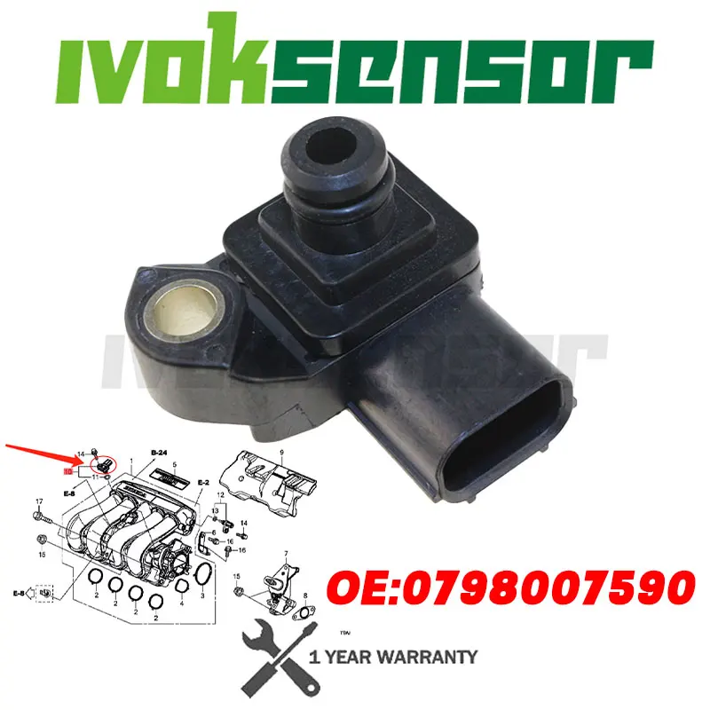 

079800 -7590 37830-RNA-A01 Датчик давления воздуха на впуске для Honda Accord Civic Fit HR-V HRV Odyssey Pilot Element 2,8 2,4 3,5