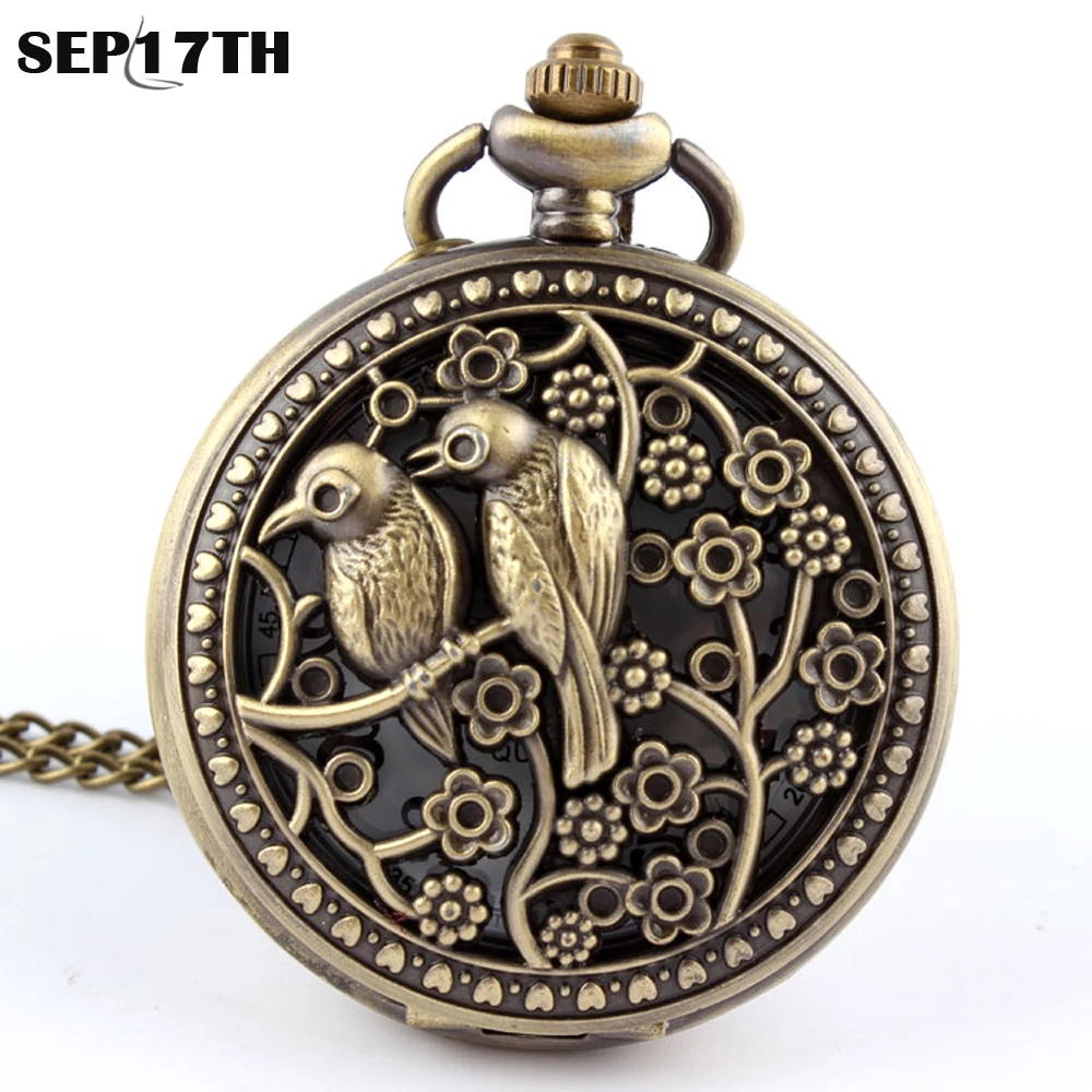 

Винтажные бронзовые часы с изображением диких животных, ожерелье, Волк/Орел/олень/медведь/лошадь/птицы, ретро Элегантные кварцевые карманные часы
