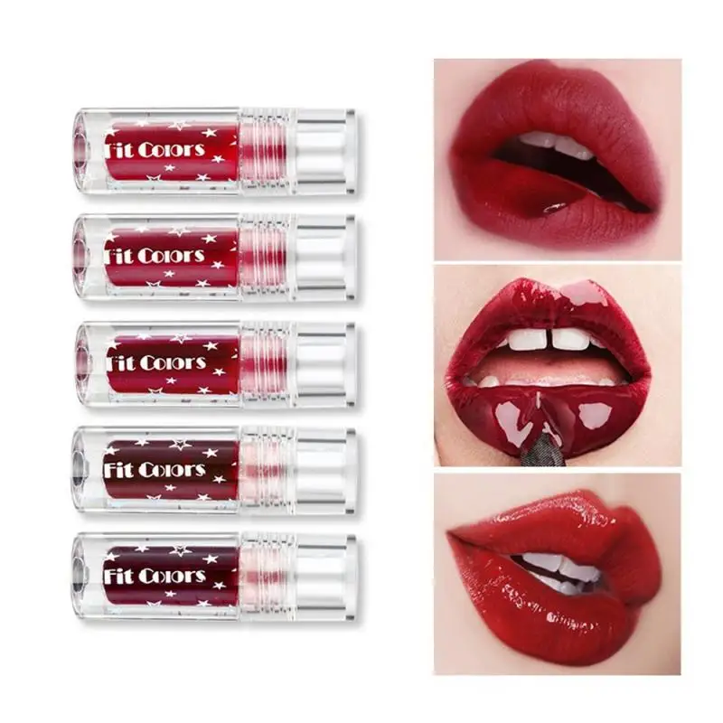 

5 Colors Water Gloss Mirror Lip Gloss Makeup Waterproof Lasting Moisturizing Non-stick Cup Lipstick Lip Glaze Women Cosmetic