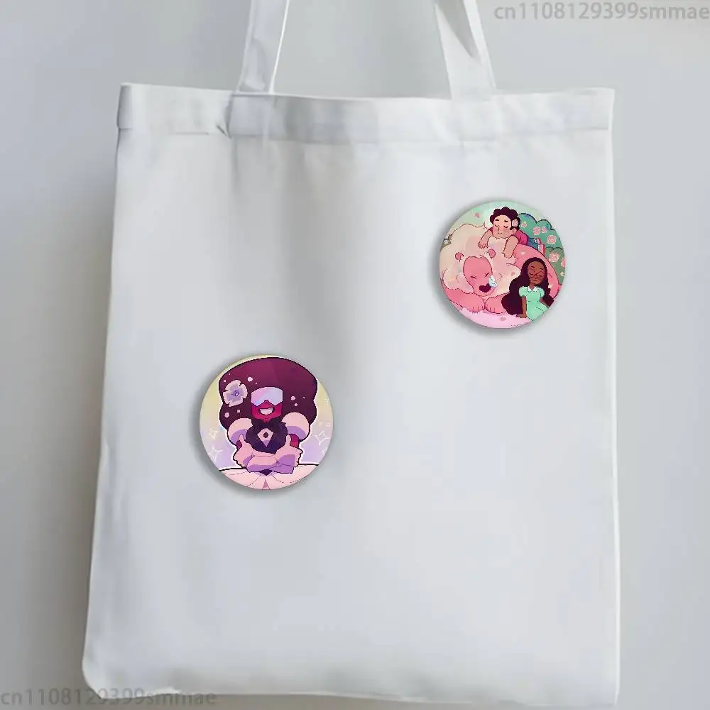 Фото S-Steven Universe мультяшный значок сценические броши на рюкзаке одежда круглые эмалированные булавки ручной работы для ювелирных изделий подарочная сумка аксессуар №2