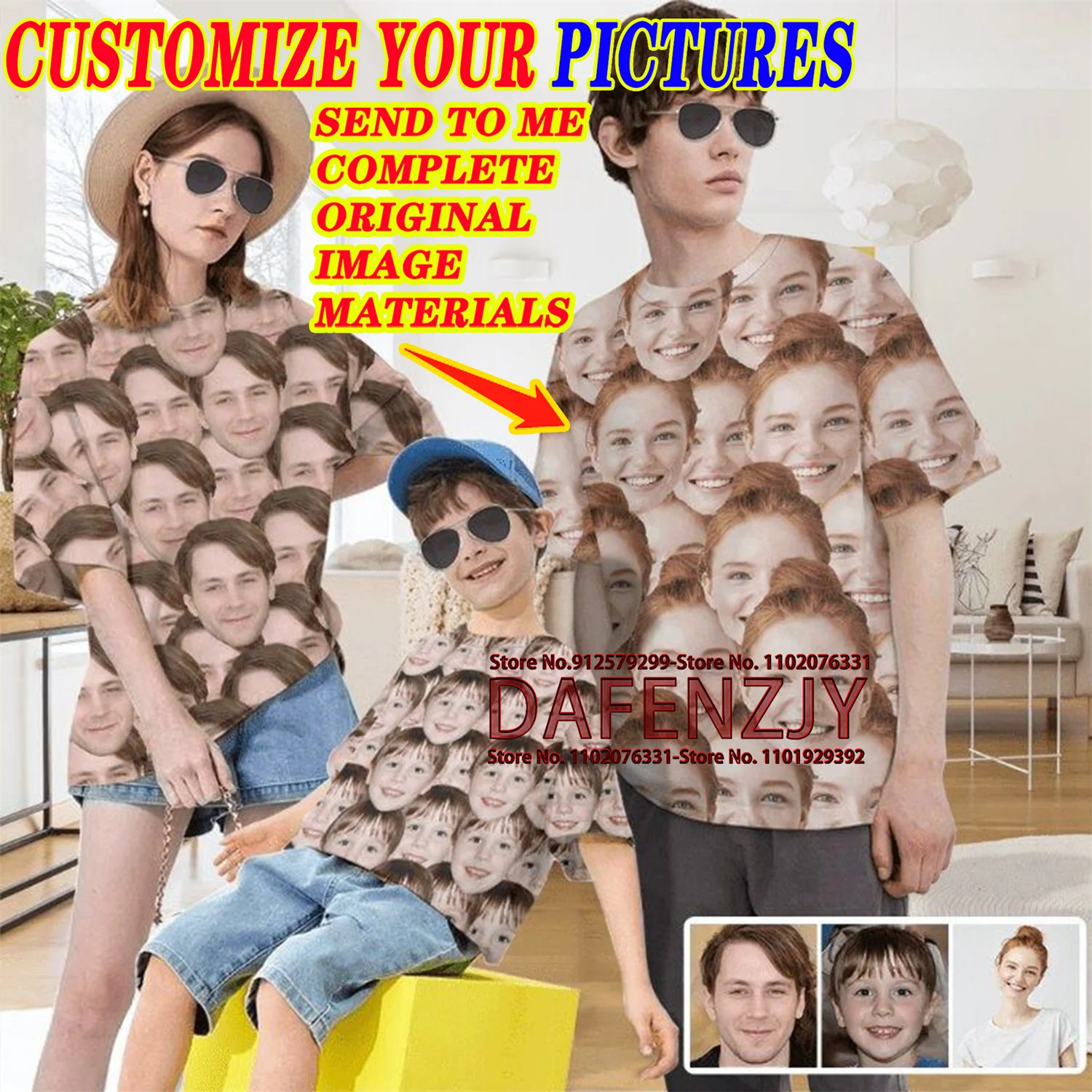 

Men's Custom Your Family Photo/name T Shirt Short Sleeve Men's Loose T-shirt Top