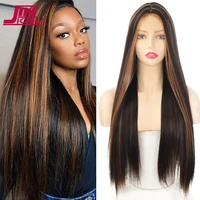 jinkaili synthetic lace front wigs long straight for women black mixed brown gray pink cosplay wig straight lace frontal wig