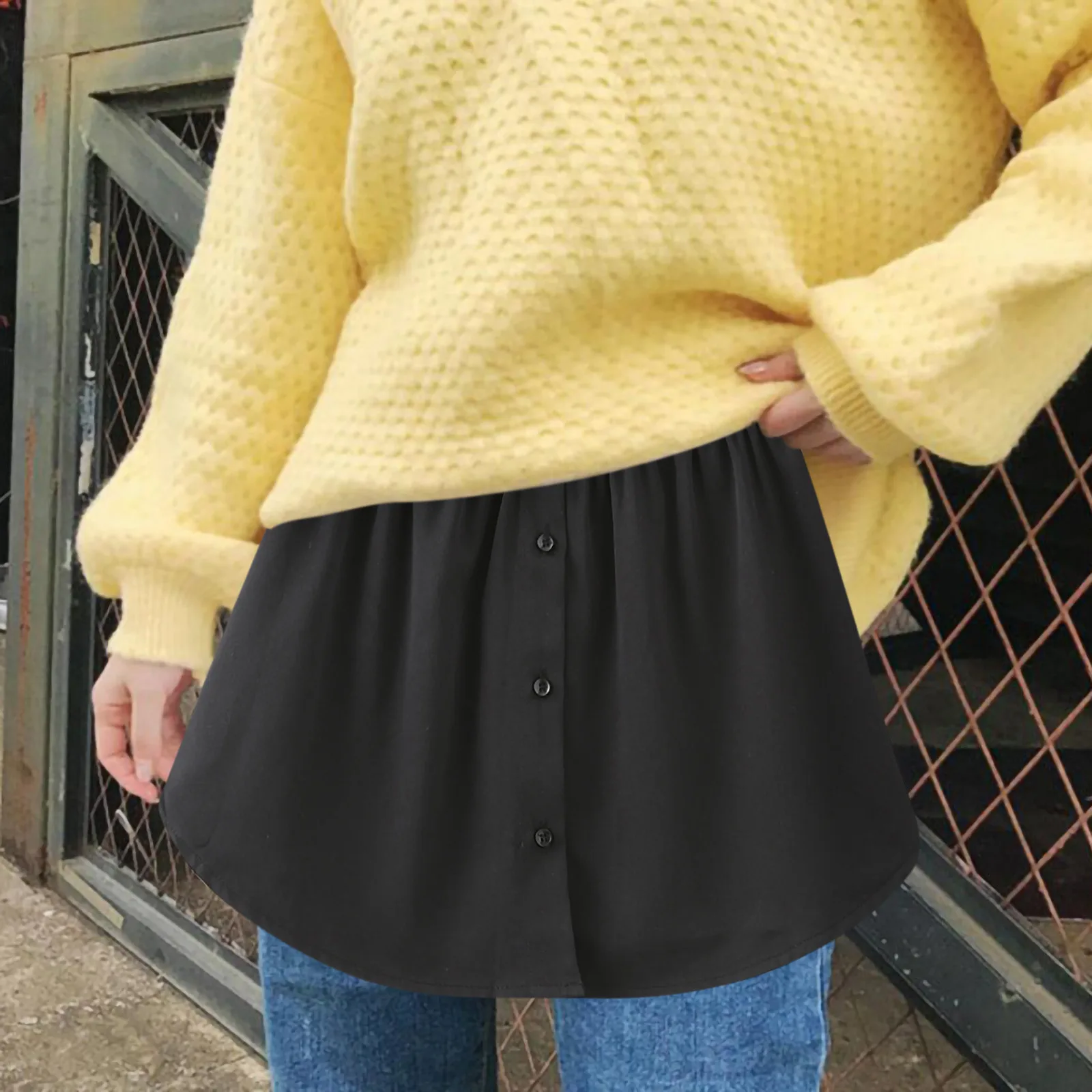 

Shirt Extenders Women Fake Shirt Tail Irregular Skirt Blouse Tail Hem Soft Cotton Detachable Underskirt Casual Sweater Hemline