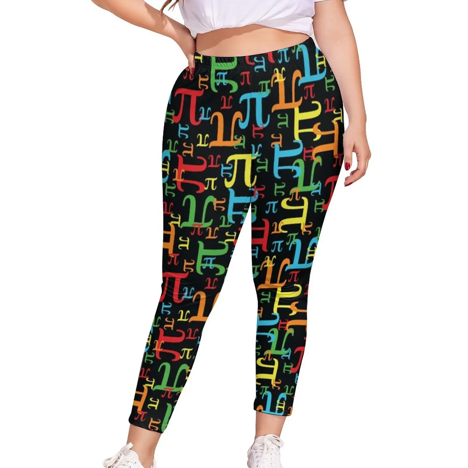 

Colorful Math Leggings Neon Pieces of Pi High Waist Leggins Ladies Sexy Leggings Spring Running Pattern Pants Big Size 5XL
