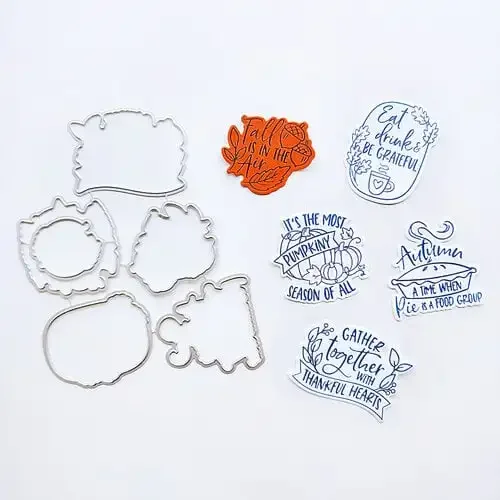 Forest MetalFestive Fall Sentiments Деревья Листья Гоблин Grins Домашние животные Шеврон Шуфле