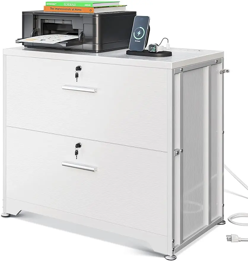 

Шкаф для файлов AODK с зарядной станцией, большие шкафы для файлов с замком, офисный шкаф для хранения с 2 выдвижными ящиками