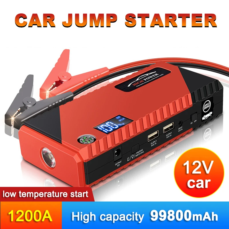 

Portable Car Jumper Starter Power Bank 99800mAh 1200A Car Battery Booster Outdoor Emergency Power For 12V 6.0L Gasoline Cars