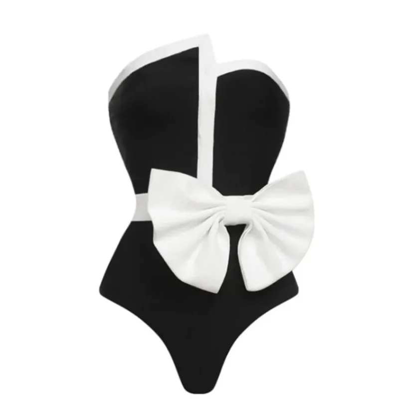 

Swimwear For Women 2023 Korean Swimsuit Bikini One Piece Beachwear Up Flesh Showing Slimness Solid Spandex Bathers Bathing Suit