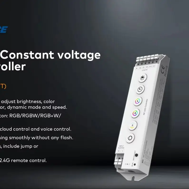 Фото Контроллер LED-лент WT5 Tuya TW5-4 RGBCCT 10-в-1 с Wi-Fi 5, диммер DC12-24V, для лент CCT RGB RGBW, стеклянная сенсорная панель, 2.4G RF №2