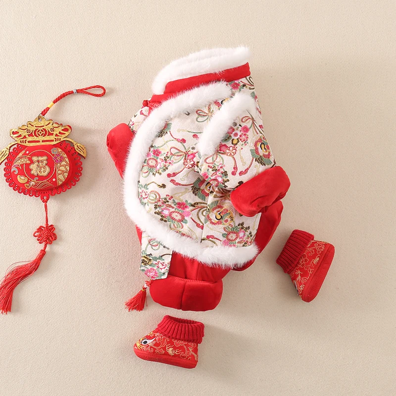 Детская новогодняя приветственная одежда Зимняя Китайский комбинезон для