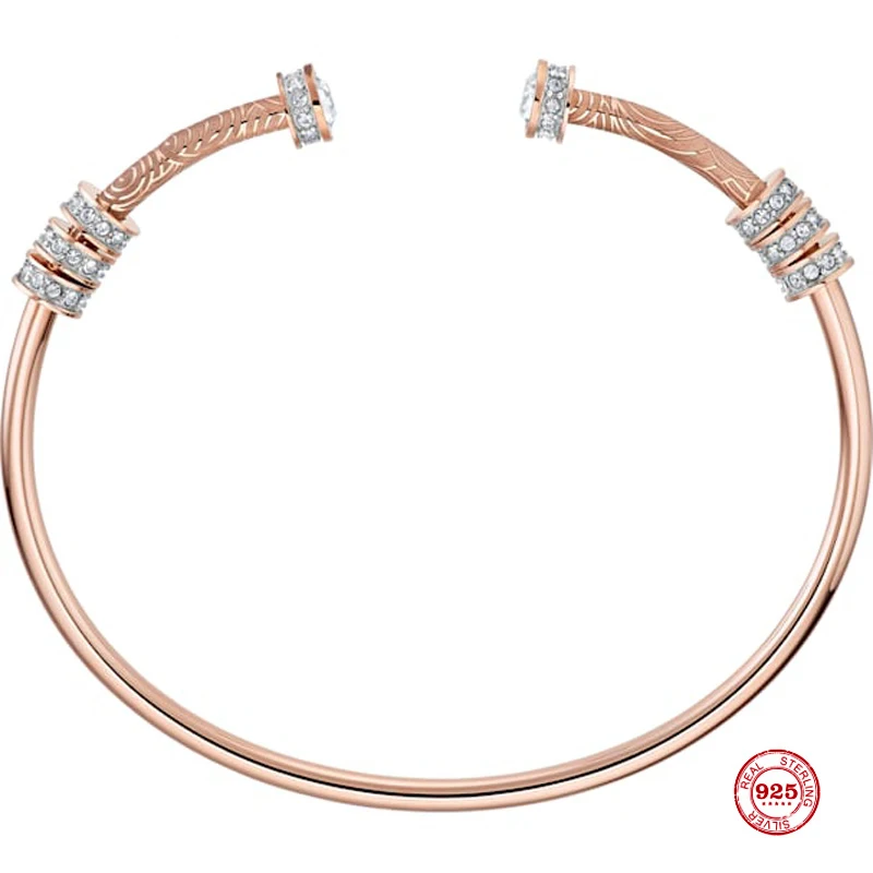 

Fashion Charm Pure 925 Silver Original 1:1 Copy, Simple Design Elegant Exquisite Opening Bracelet Female Luxury Jewelry Gifts