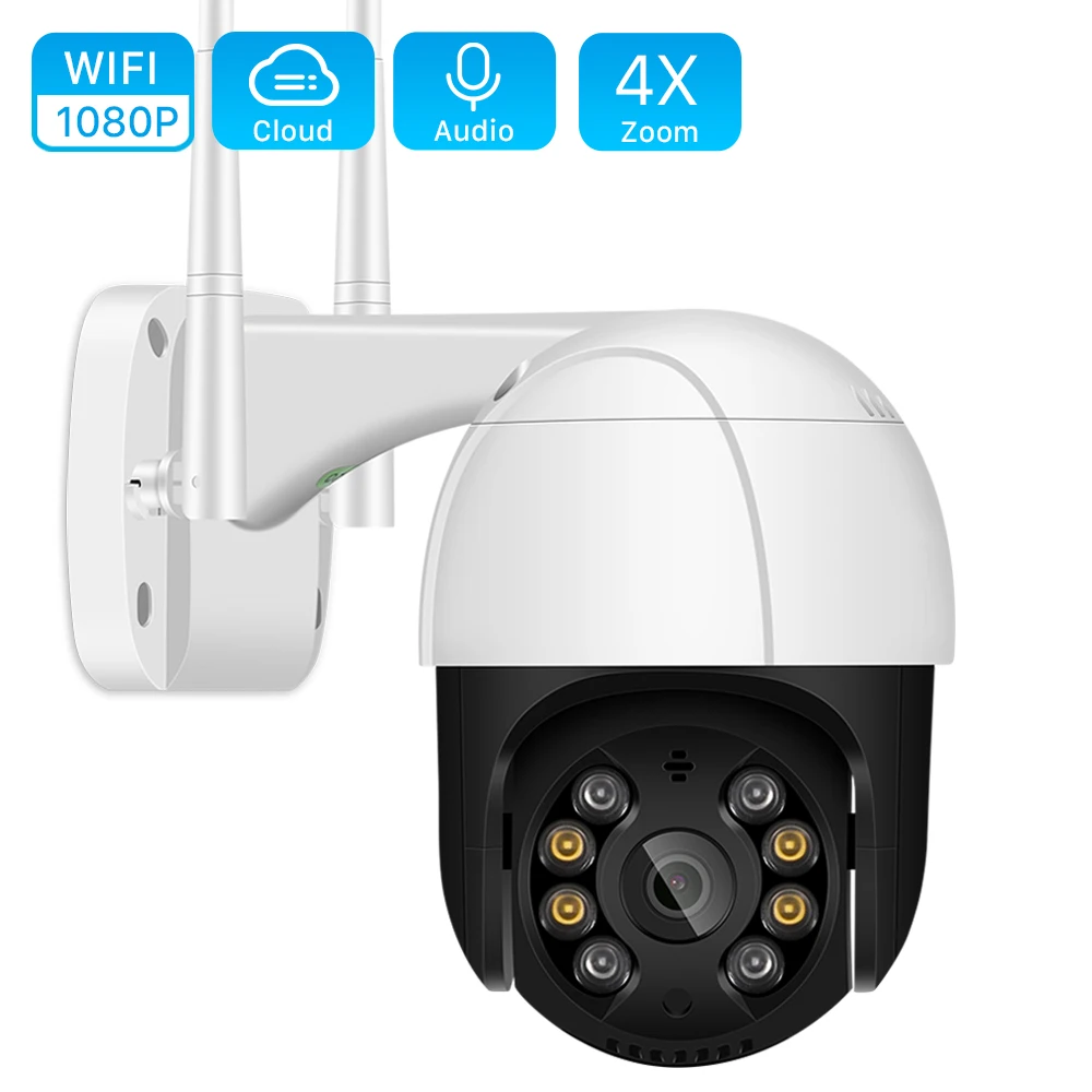 Kamera IP Wifi 1080P PTZ Luar Ruangan 4X Zoom Digital AI Kamera Nirkabel Deteksi Manusia H.265 P2P Audio 2MP 3MP Kamera CCTV Keamanan