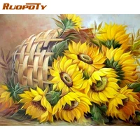 ruopoty picture by numbers sunflower oil painting 60x75cm frame handmade unique gift modern home living room wall artcraft