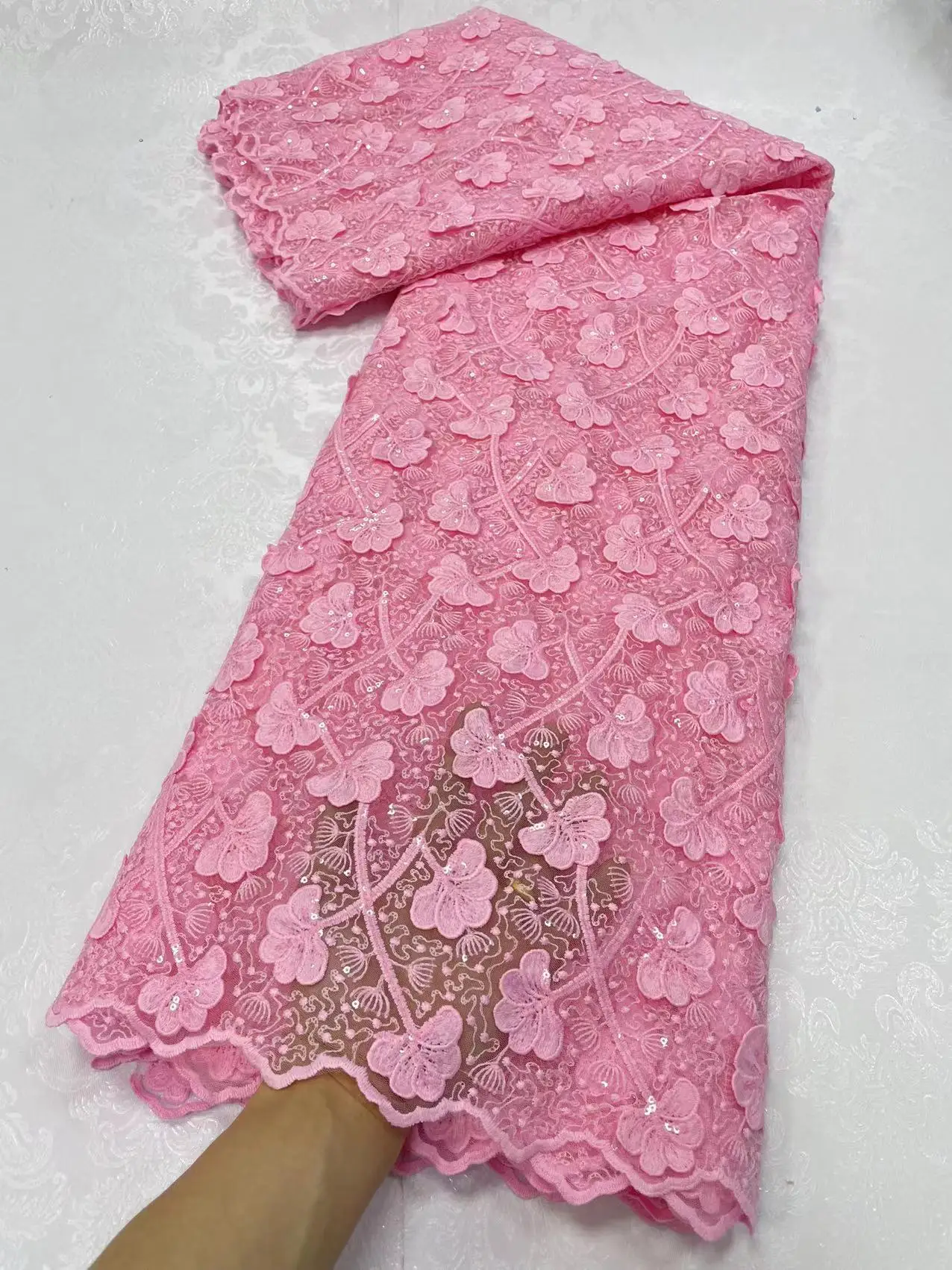 

2023 высококачественная ткань для шитья свадебного платья, платья, вышитая сетчатая ткань, Дамаск, 5 ярдов