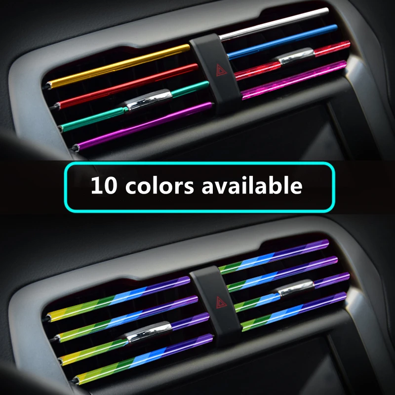 

10Pcs 20cm 10 coloursUniversal Car Air Conditioner Outlet Decorative U Shape Moulding Trim Strips Decor Car Styling Accessories