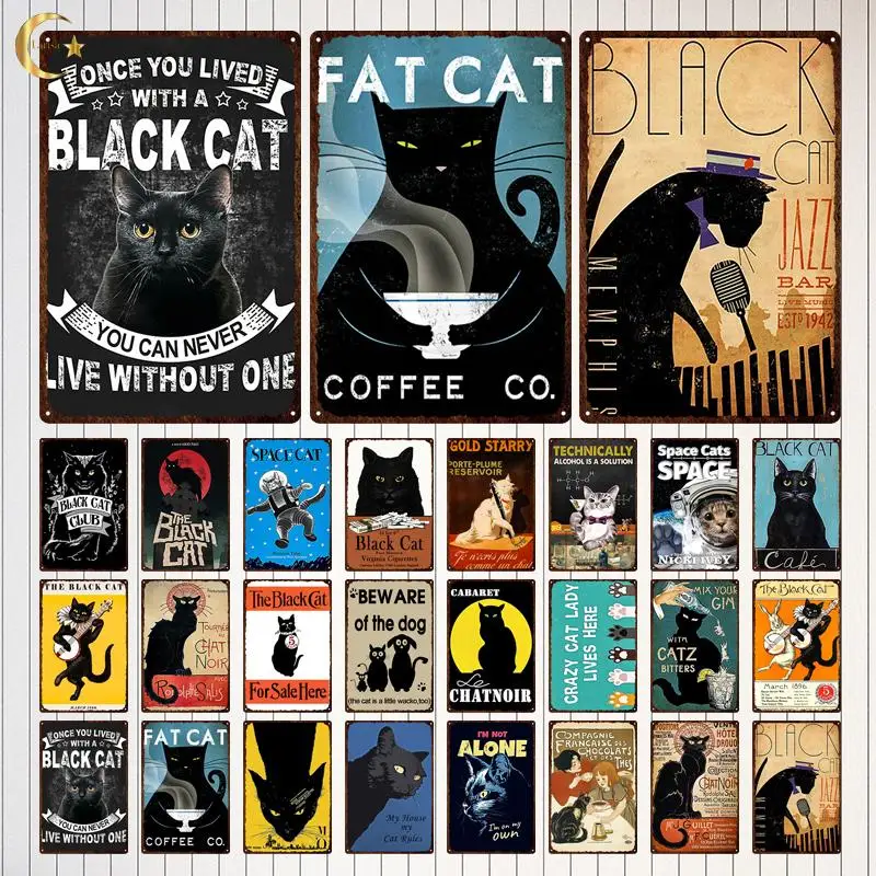 

Funny Cat Sign Vintage Metal Tin Sign Animals Lovely Friendship Poster Cat Accessories Cat Lover Nest House Wall Decoration