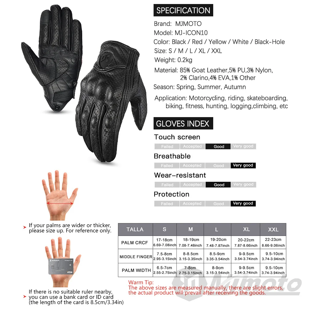 Винтажные Кожаные Мотоциклетные Перчатки MJMOTO перчатки для мотокросса