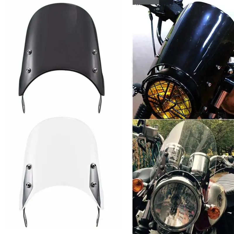 

Черный/прозрачный спортивный ветровой отражатель для мотоцикла на заказ, ретро-фара 4-7 дюймов, универсальная, подходит для Yamah-a Harle-y