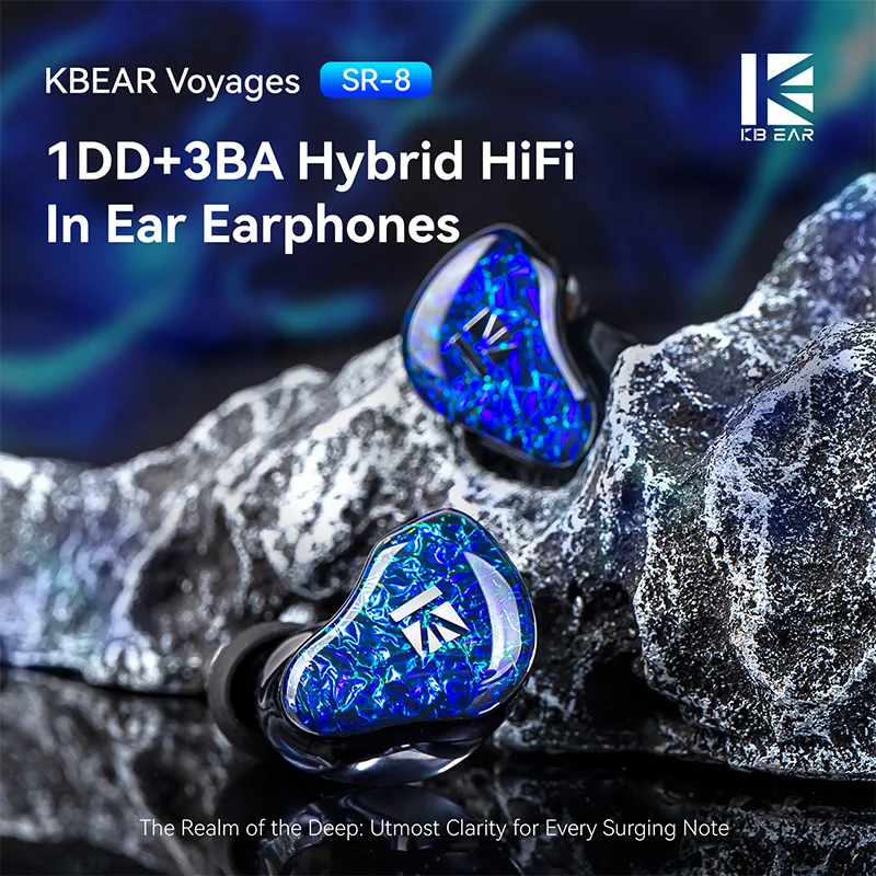 Фото Наушники-вкладыши KBEAR Voyages SR-8 (3BA+1DD) со сменным кабелем (2-контактный разъем / 3,5-мм штекер) №1