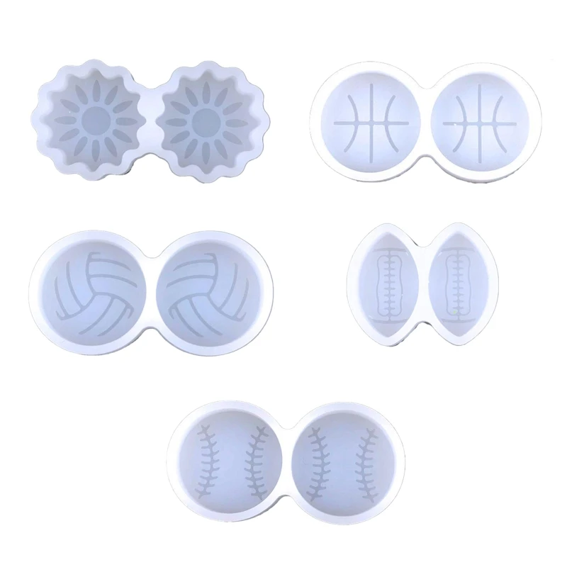 

41QC Silicone Earring Drop Glue Mold Round Baseball Rugby Sunflower Epoxy Resin Casting Mold for Jewelry Making Diy Crafts