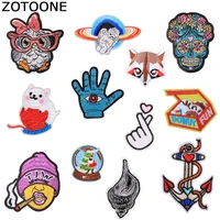 zotoone planet animal fox patches diy stickers iron on clothes heat transfer applique embroidered applications cloth fabric g