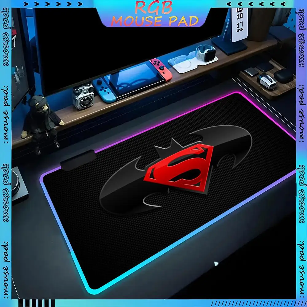 Dc-b-Batmans логотип коврик для мыши RGB аксессуары ПК светодиодный игровой Настольный