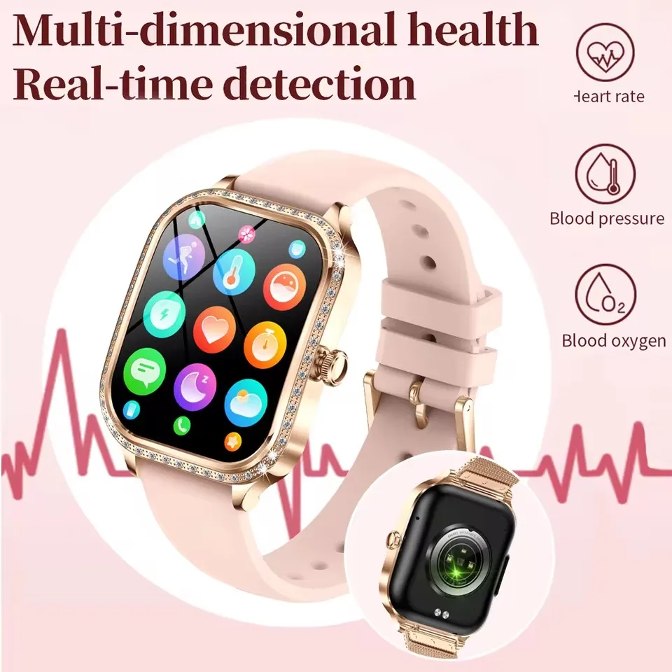 Фото Новые модные женские умные часы с AMOLED HD-экраном, Bluetooth-вызов, IP68, водонепроницаемые, подходят для Android и iOS, женские умные часы №3