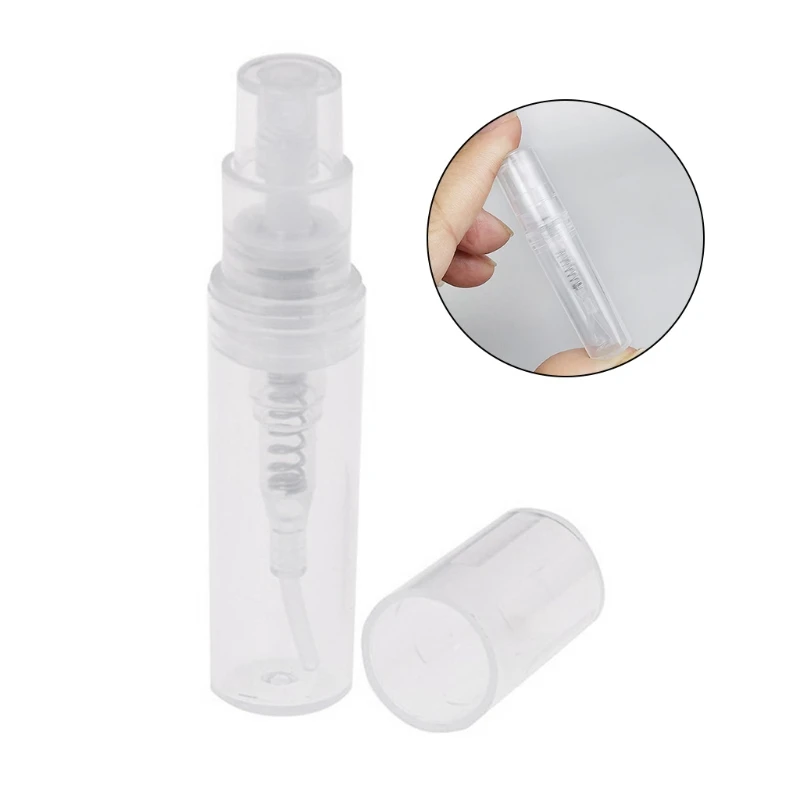 

GXMC 100Pcs Mini Clear 2ml Plastic Refillable Spray Bottle Portable Perfume Mouthwash Sample Vial Cosmetic Atomizer Liquid for