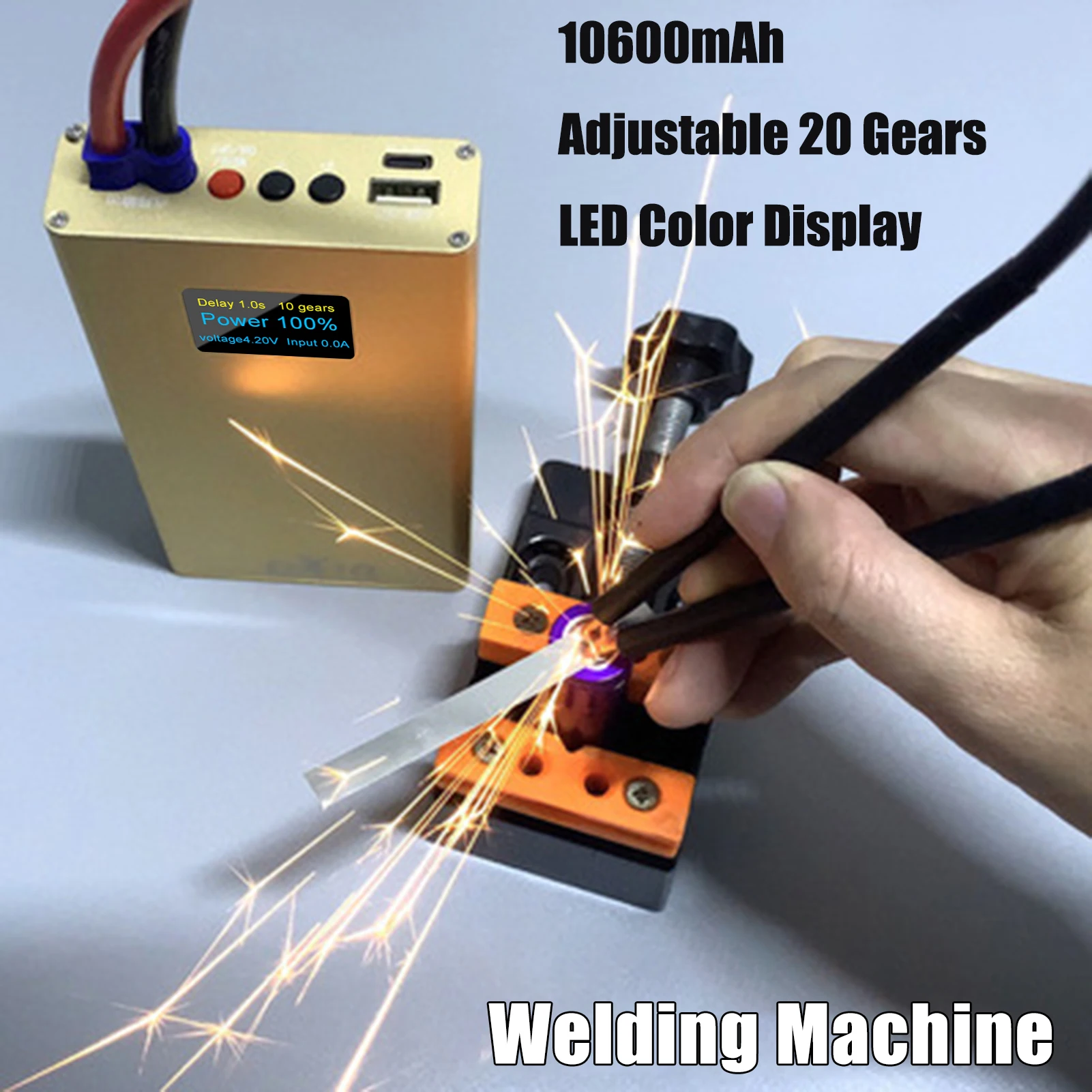 

10600mAh LCD Display Spot Welder 20 Gear Mini Spot Welding 18650 Spot Welding Machine Tool Nickel Plate 0.3mm Nickel Strip Sheet