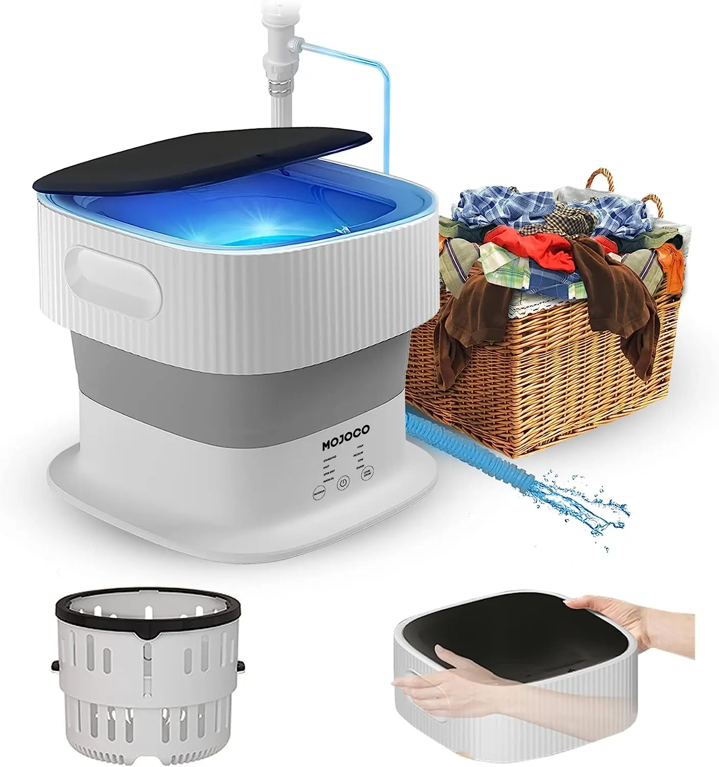 

Foldable Washing Machine - Portable Washing Machine for Baby/Girls Clothes/Socks/Underwear/Towels - Collapsible Washing Machine