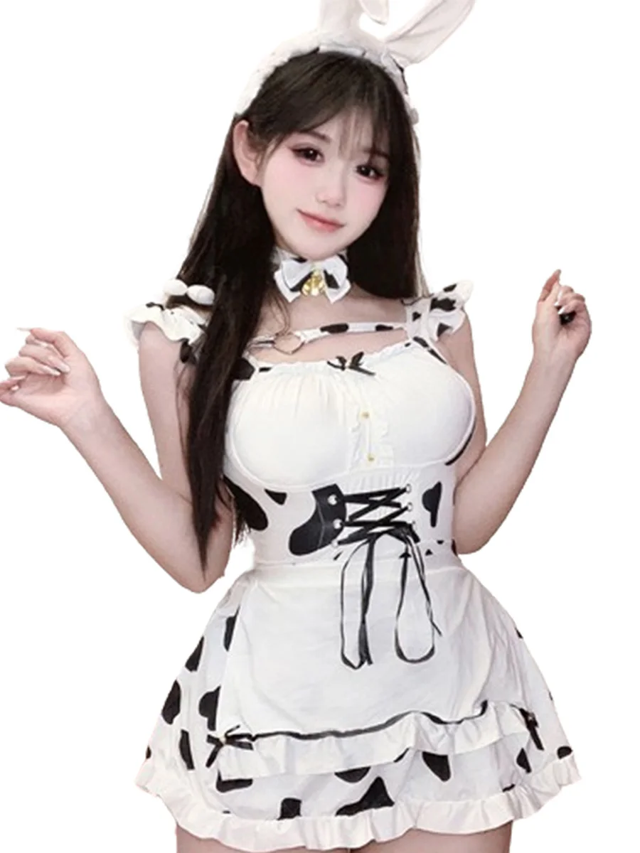 Женский костюм горничной комплект с нахлыстом платье чокер колокольчиком