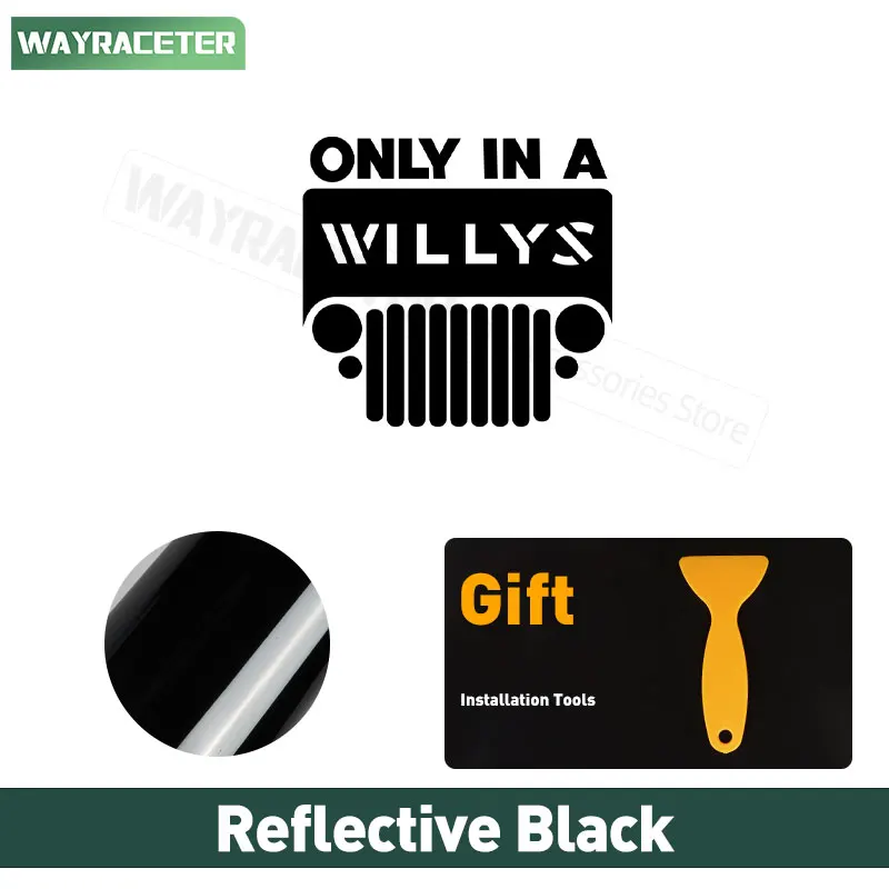 

Светоотражающая виниловая наклейка только в Willys, графическая наклейка на окно, крыло, багажник, наклейка для Jeep Wrangler JK JL TJ YJ CJ JLU Gladiator JT